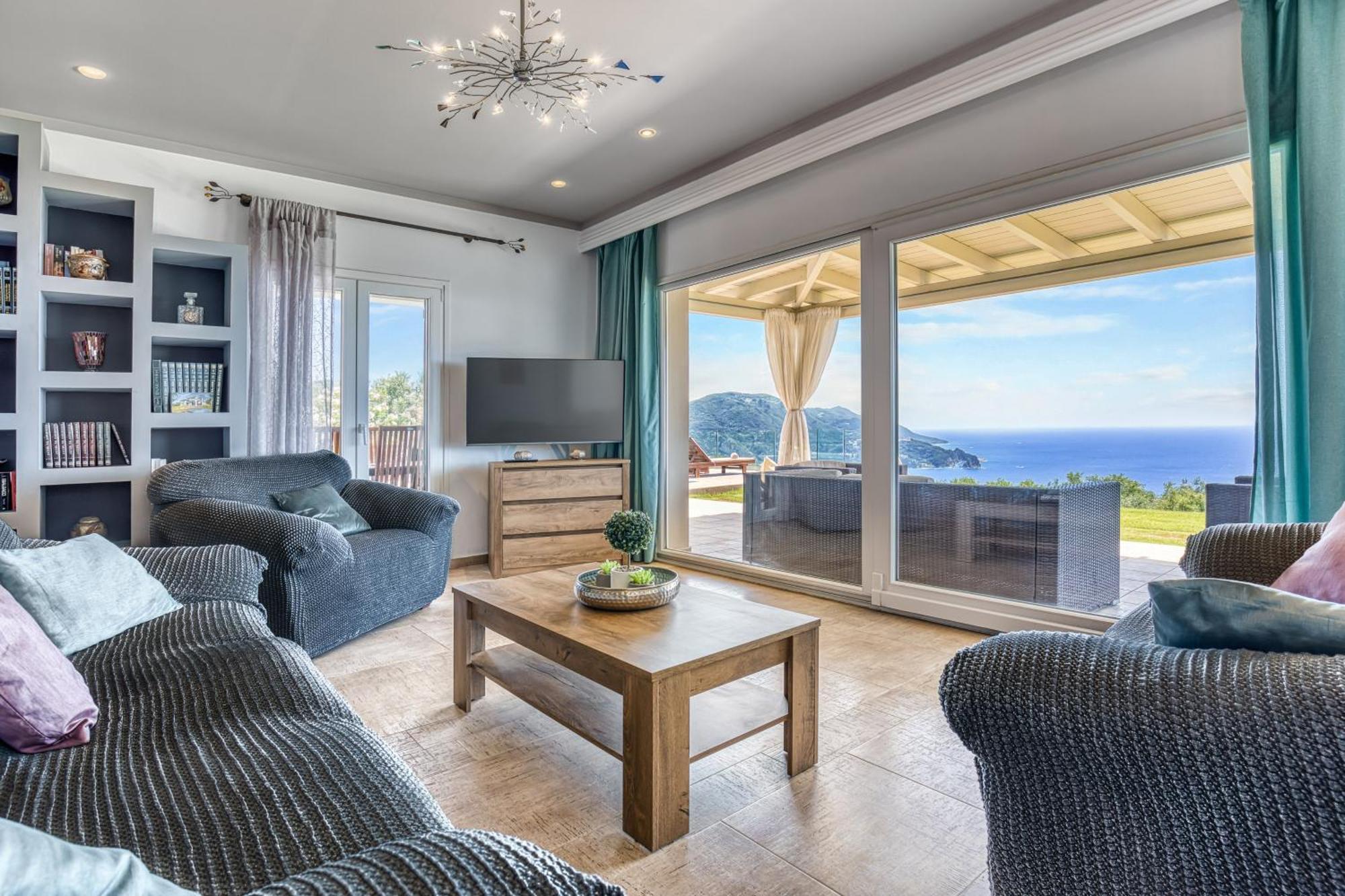 Villa Vardia-Amazing Seaviews With Heated Pool Sinarades Экстерьер фото